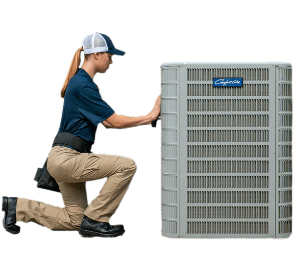 Radiant of Austin HVAC Technician conducts air conditioner repair