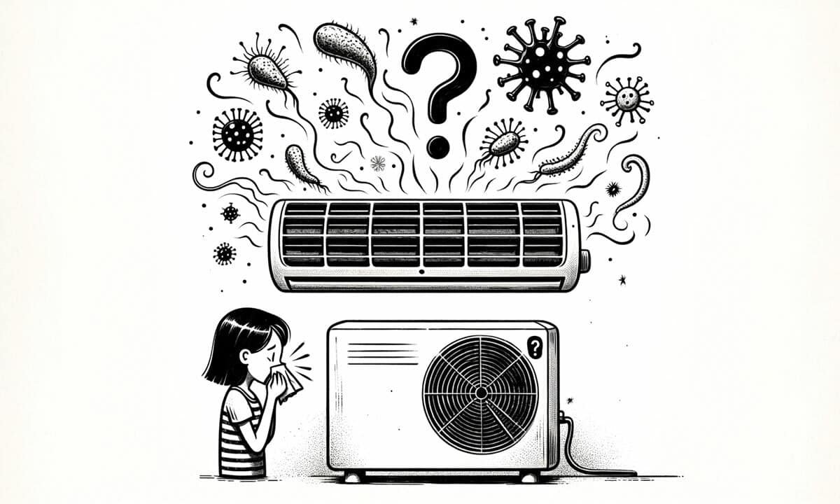 An illustration highlighting the typical contaminants found in AC systems