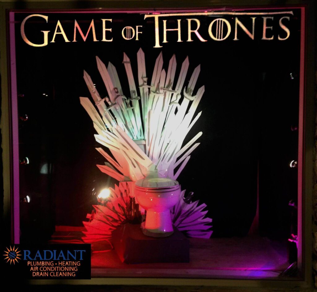 Photo of the Game of Thrones dedicated toilet display at Radiant's shop in Austin