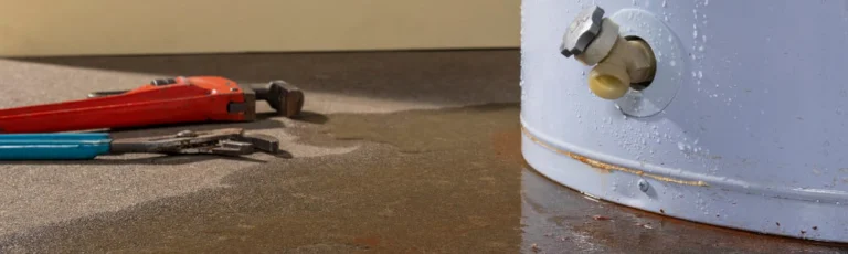 A water heater being flushed