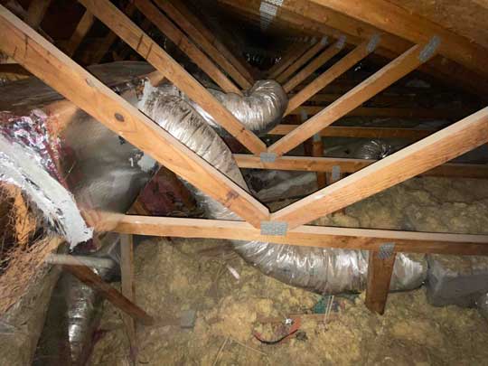 Attic ducting installed in a home