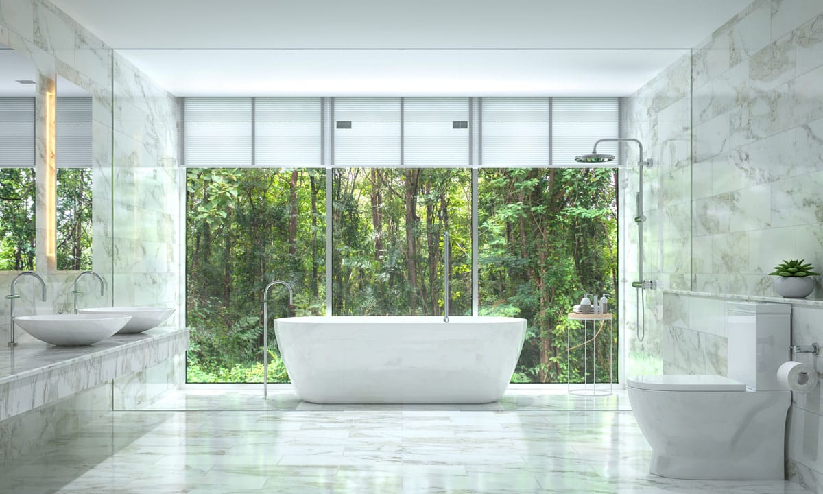 A photo of an upgraded bathroom and soaking tub