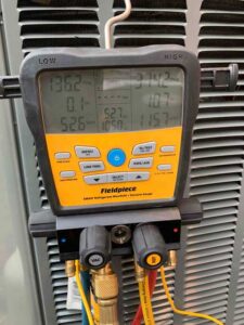 HVAC system pressure readings during installation testing in Helotes TX