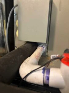 Gas and electrical connections for Trane HVAC system installation
