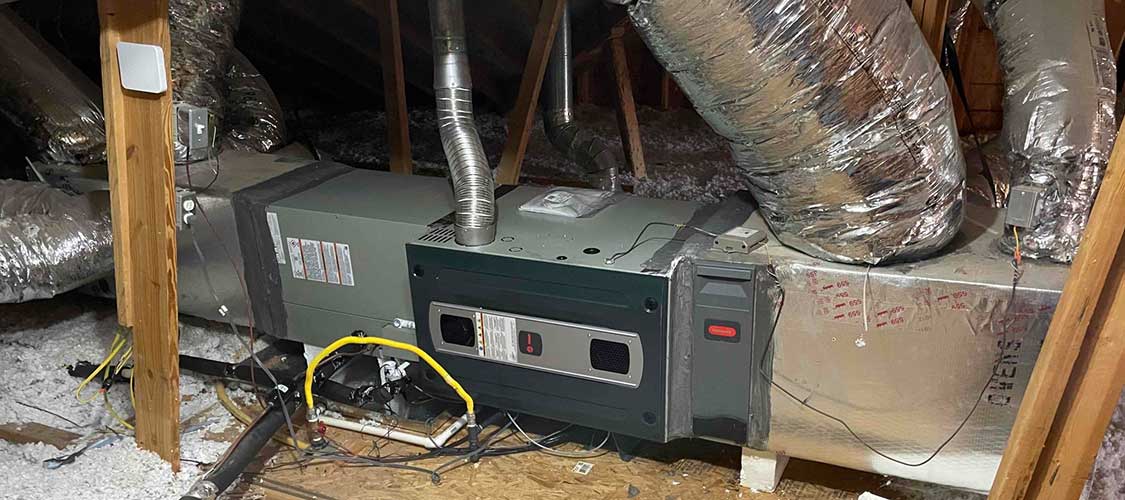 New Trane furnace and coil installation in attic San Marcos TX