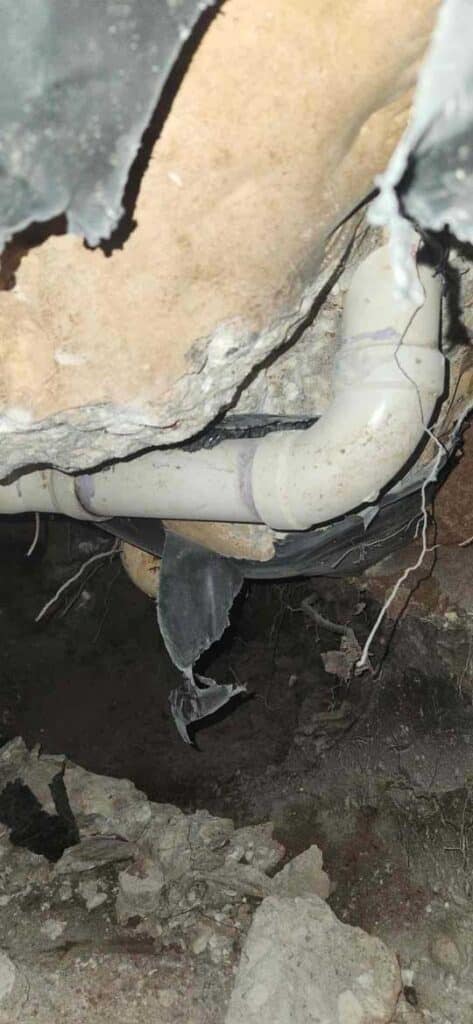 New PVC sewer line installed beneath the home in Cedar Park