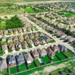Suburban sprawl with vacant land for growth in suburbs San Antonio, Texas